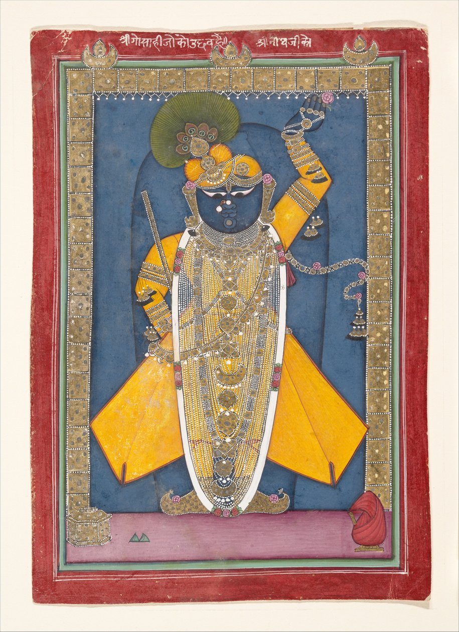 Krishna i form av Shri Nathji, ca. 1840. av Unbekannt
