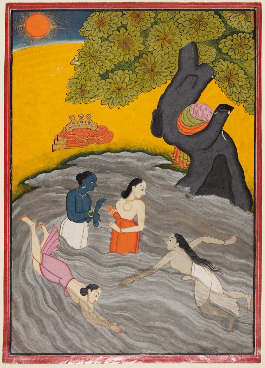 Krishna leker med Gopis i Jumna, ca. 1770. av Unbekannt