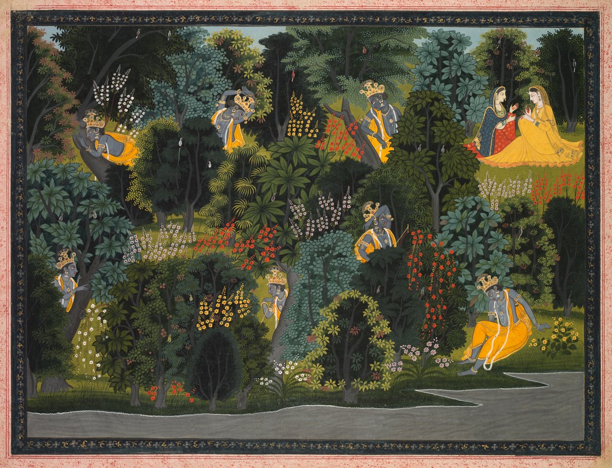 Krishnas lengter etter Radha, Fra Geeta Govinda aa Jayadeva, ca. ೧೮೨೦- ೧೮೨೫. av Unbekannt