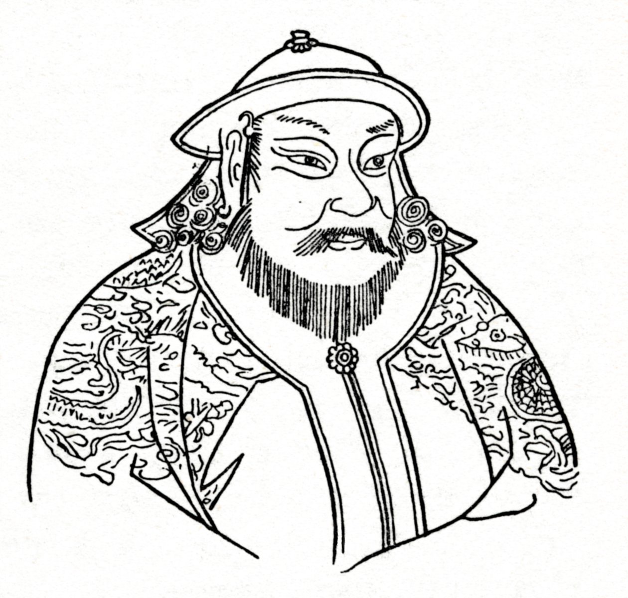 Kublai Khan 1215-1294 av det mongolske riket og grunnlegger av Yuan-dynastiet, 1912 av Unbekannt