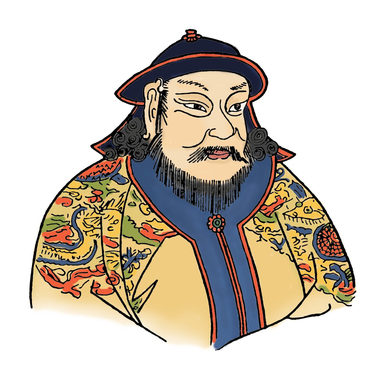 Kublai Khan 1215-1294 av det mongolske riket og grunnlegger av Yuan-dynastiet, 1912 av Unbekannt