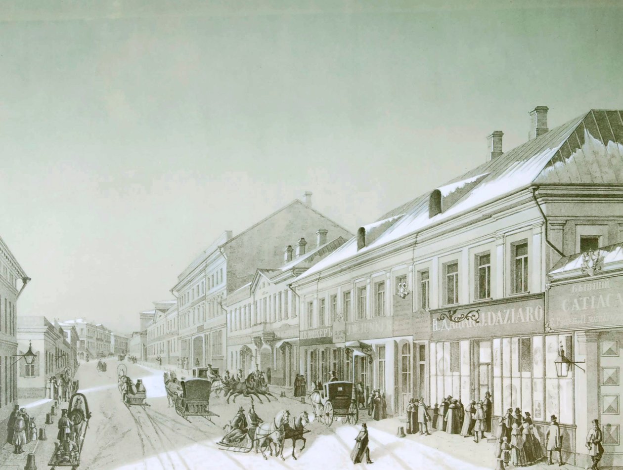 Kuznetsky Most, Moskva, Russland, 1840-årene. av Unbekannt
