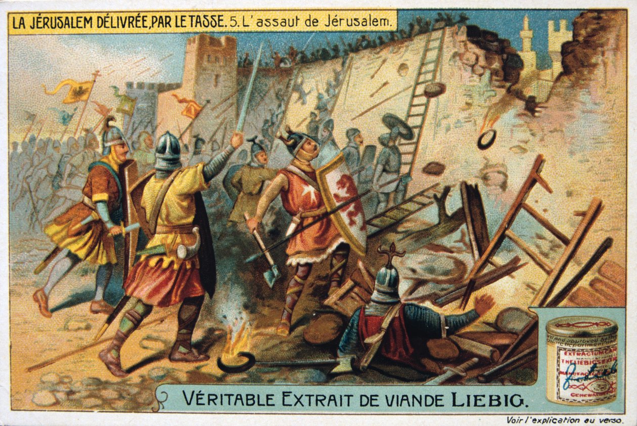 La Jerusalem delivree par le Tasse, Angrepet på Jerusalem. 1800-tallet av Unbekannt