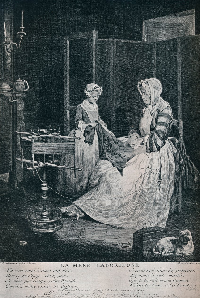 Den arbeidende mor, 1740, 1916 av Unbekannt