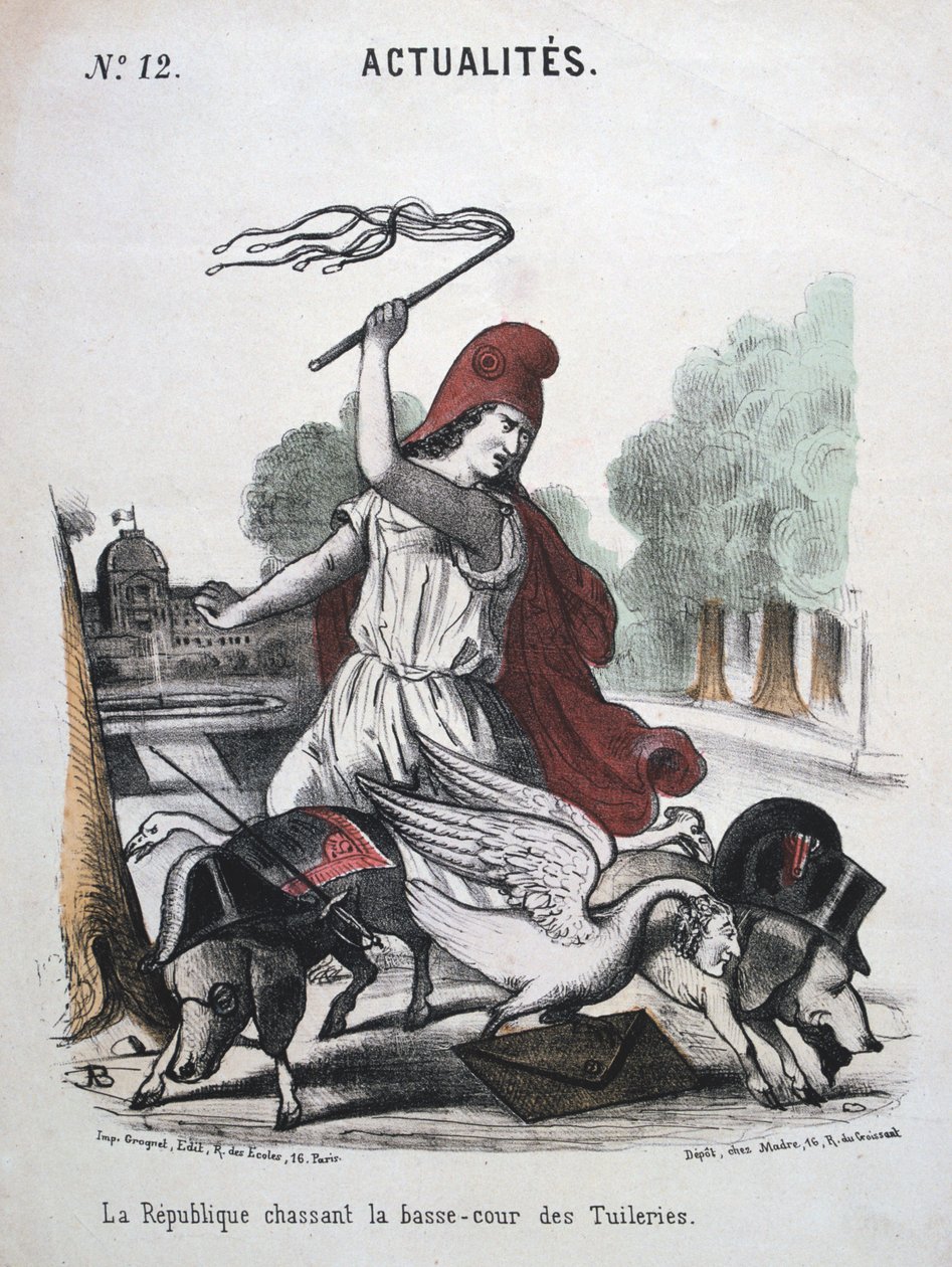The Republic Chasing the Lower Court of the Tuilleries, allegorisk tegneserie, 1870-1871 av Unbekannt