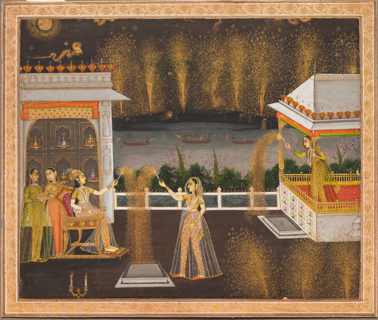 Damer som feirer Diwali, ca. 1760. av Unbekannt