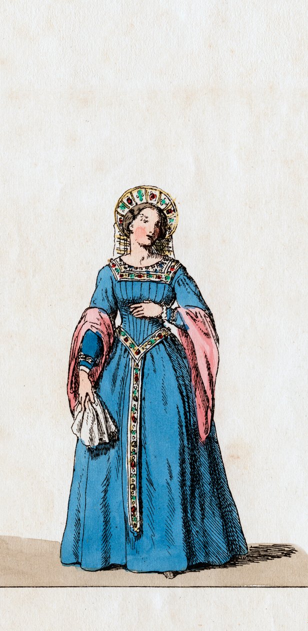 Dame-i-vente, kostymedesign for Shakespeares skuespill, Henry VIII, 1800-tallet av Unbekannt