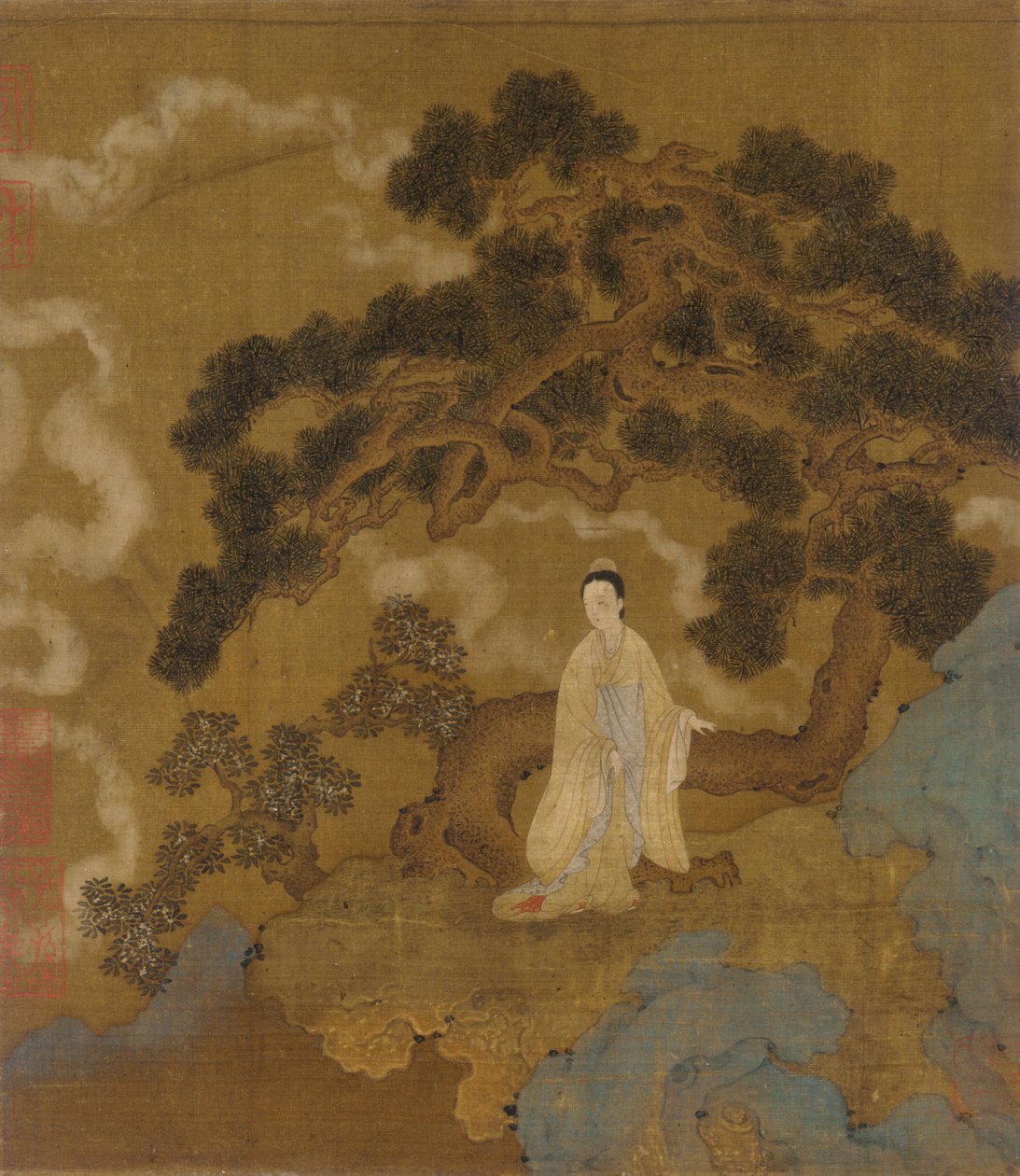 Lady Under a Gnarled Pine Tree, Ming-dynastiet, 1500-tallet. av Unbekannt