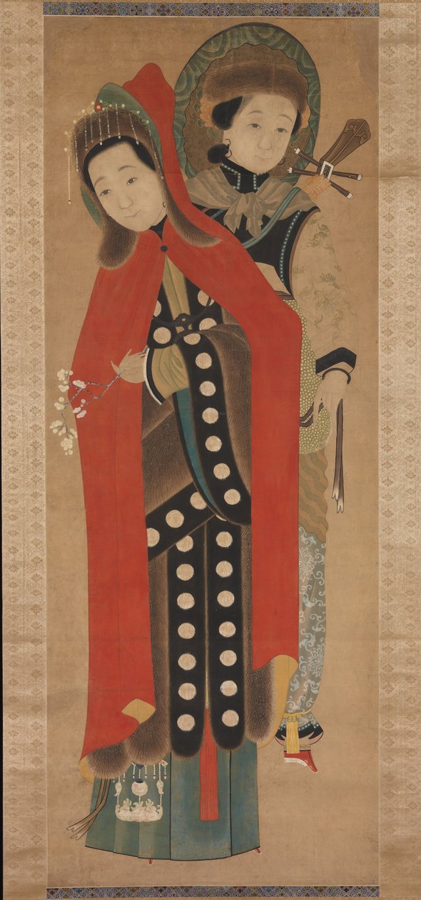 Dame og ledsager, 1800-tallet. av Unbekannt