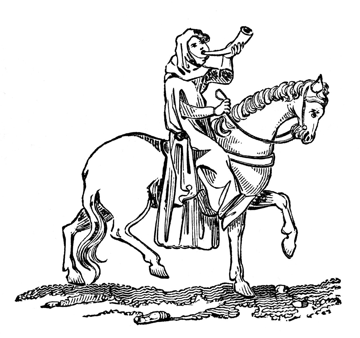 Dame som blåser i et jakthorn, 1300-tallet, 1833 av Unbekannt
