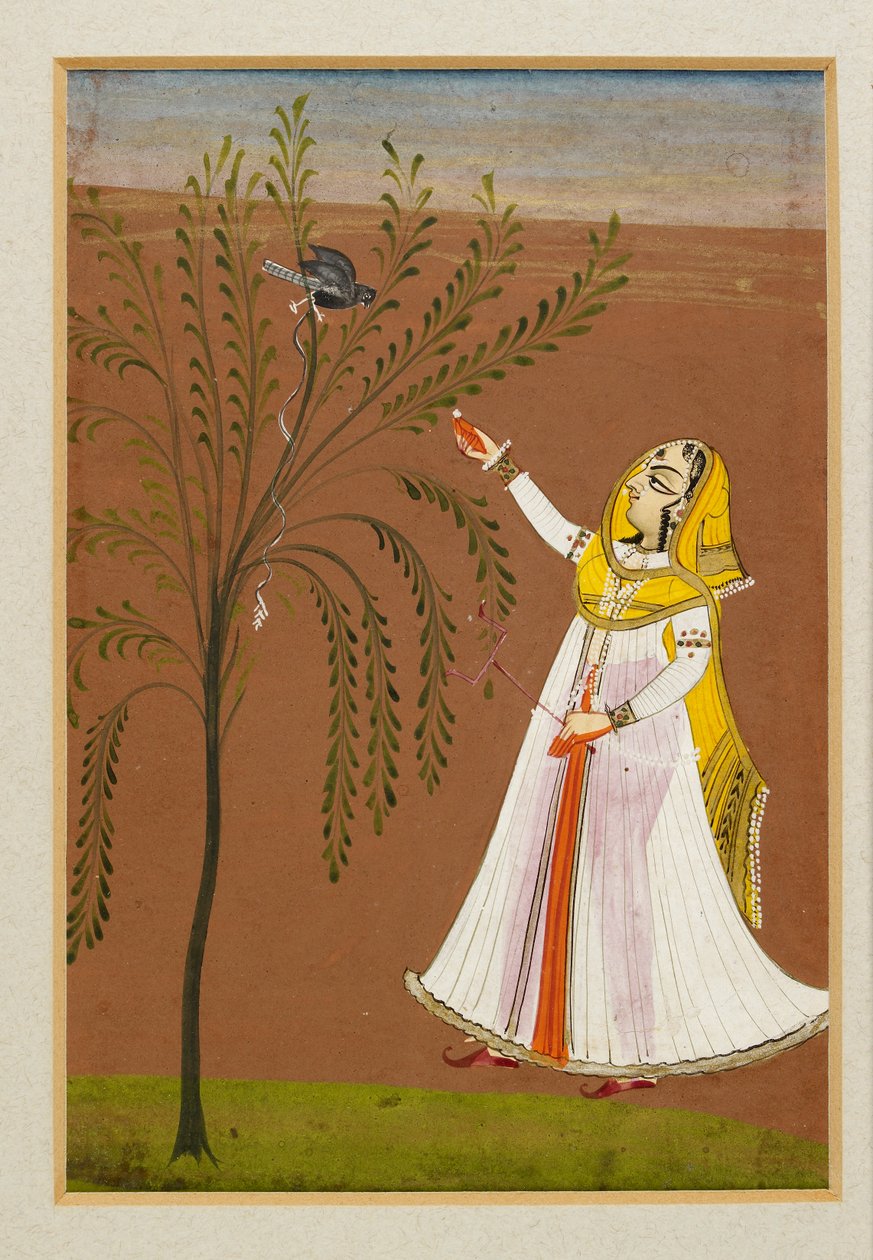 Dame mater en fugl i et tre, 1800-tallet av Unbekannt