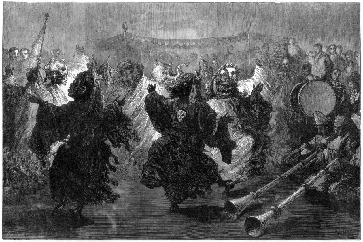 Lama-dans på Jummoo, fremført foran Prince of Wales, 1876 av Unbekannt