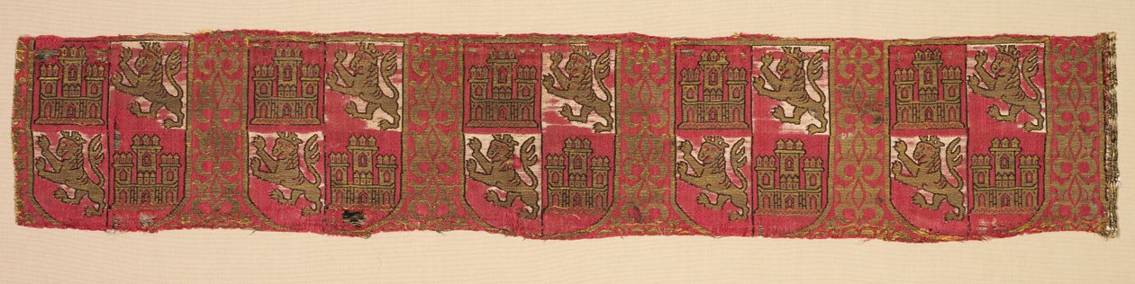 Lampas med heraldikk fra Castilla og León, fra en kongelig kristen kappe, 1200-1325. av Unbekannt
