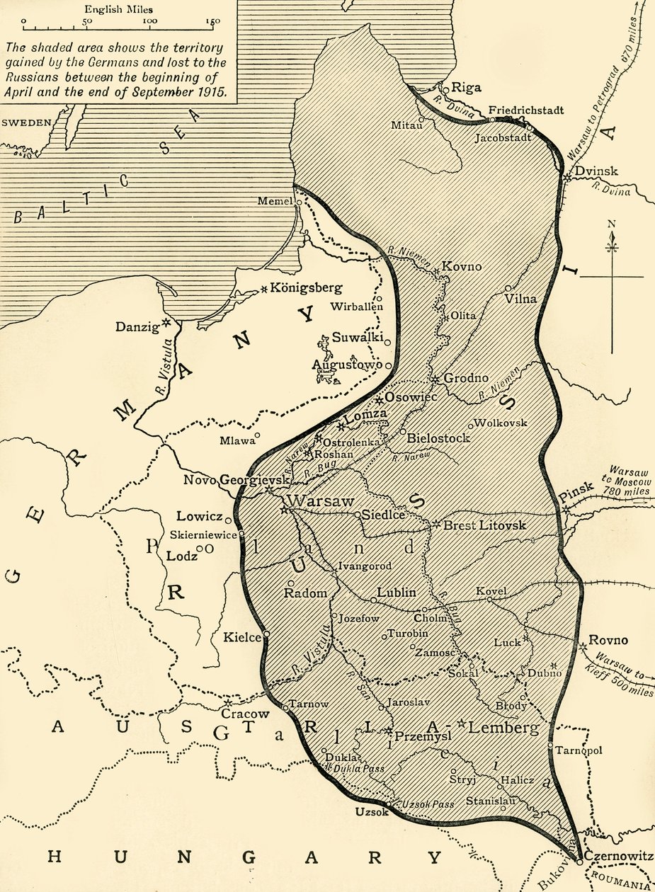 Land tatt av Tyskland fra Russland, første verdenskrig, 1915, c1920. av Unbekannt