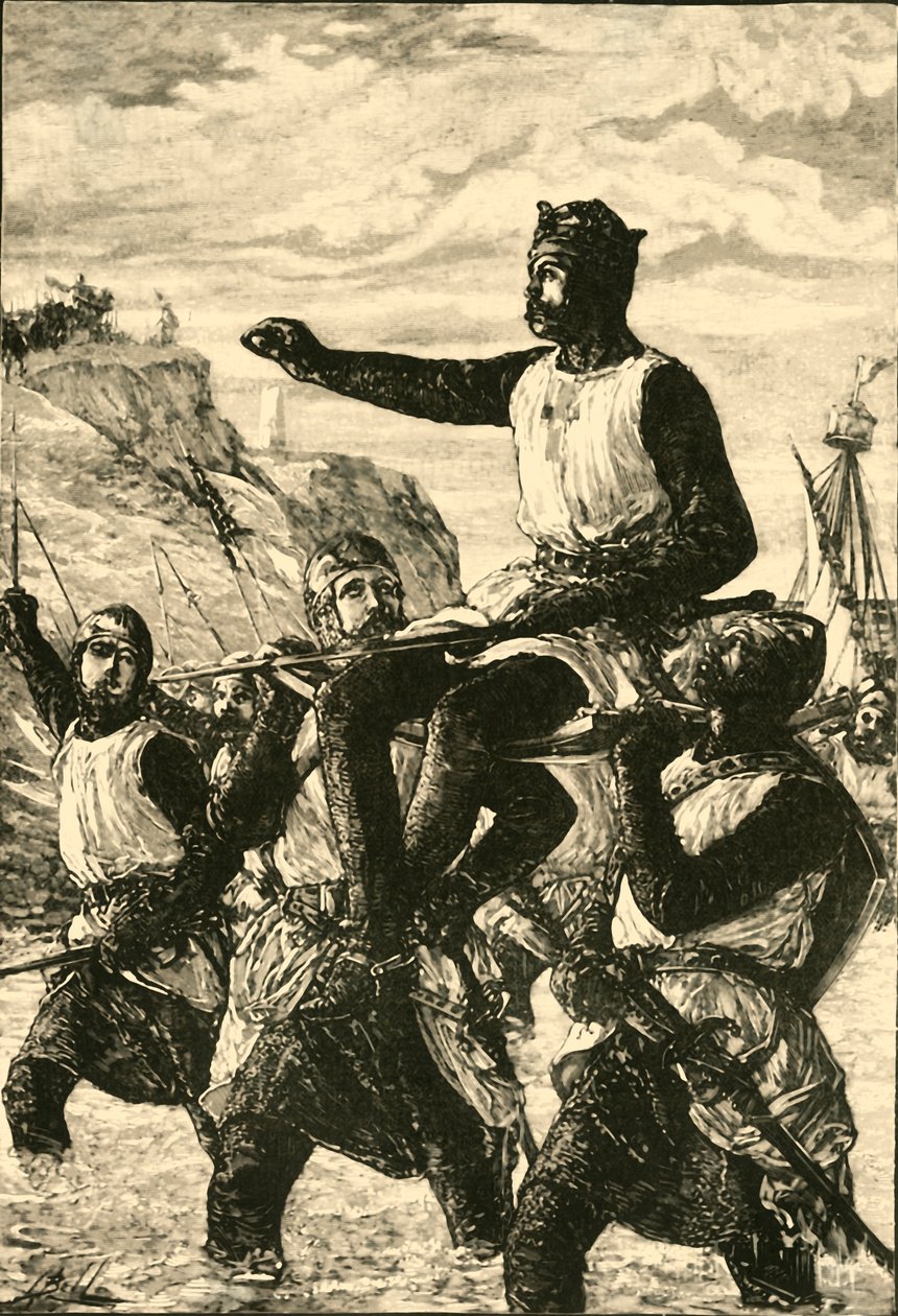 Landing av Roger Guiscard på Sicilia, 1057, 1890. av Unbekannt