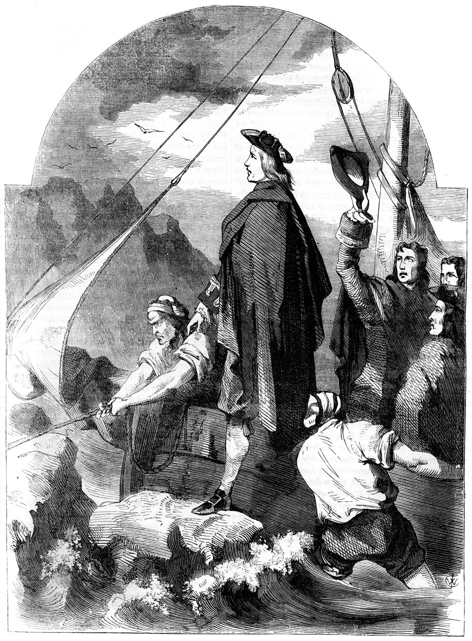 Landing av Chevalier de St George i Skottland, 1715, 1800-tallet av Unbekannt