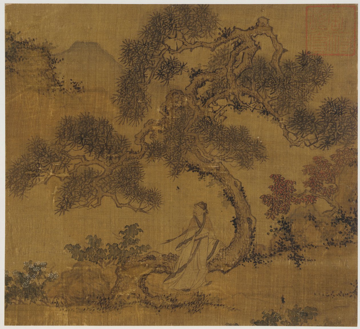 Landskap: en mann under en furu, Ming-dynastiet, 1368-1644. av Unbekannt
