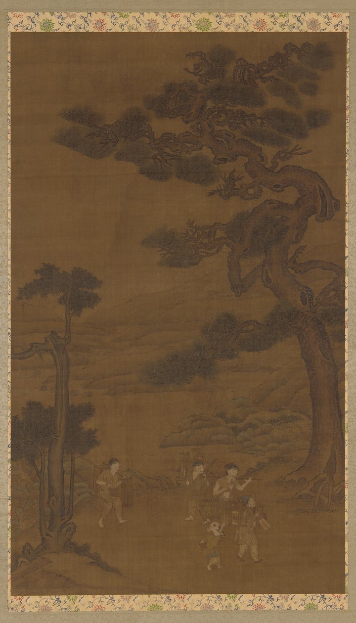 Landskap: håndverkere under en stor furutre, Ming-dynastiet, 1500-1600-tallet. av Unbekannt
