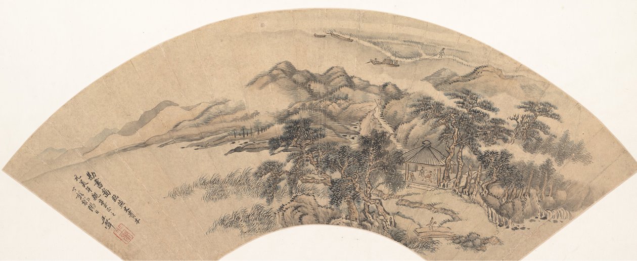 Landskap i stil med Yan Wengui, 1700-tallet eller senere, falsk dato fra 1707. av Unbekannt