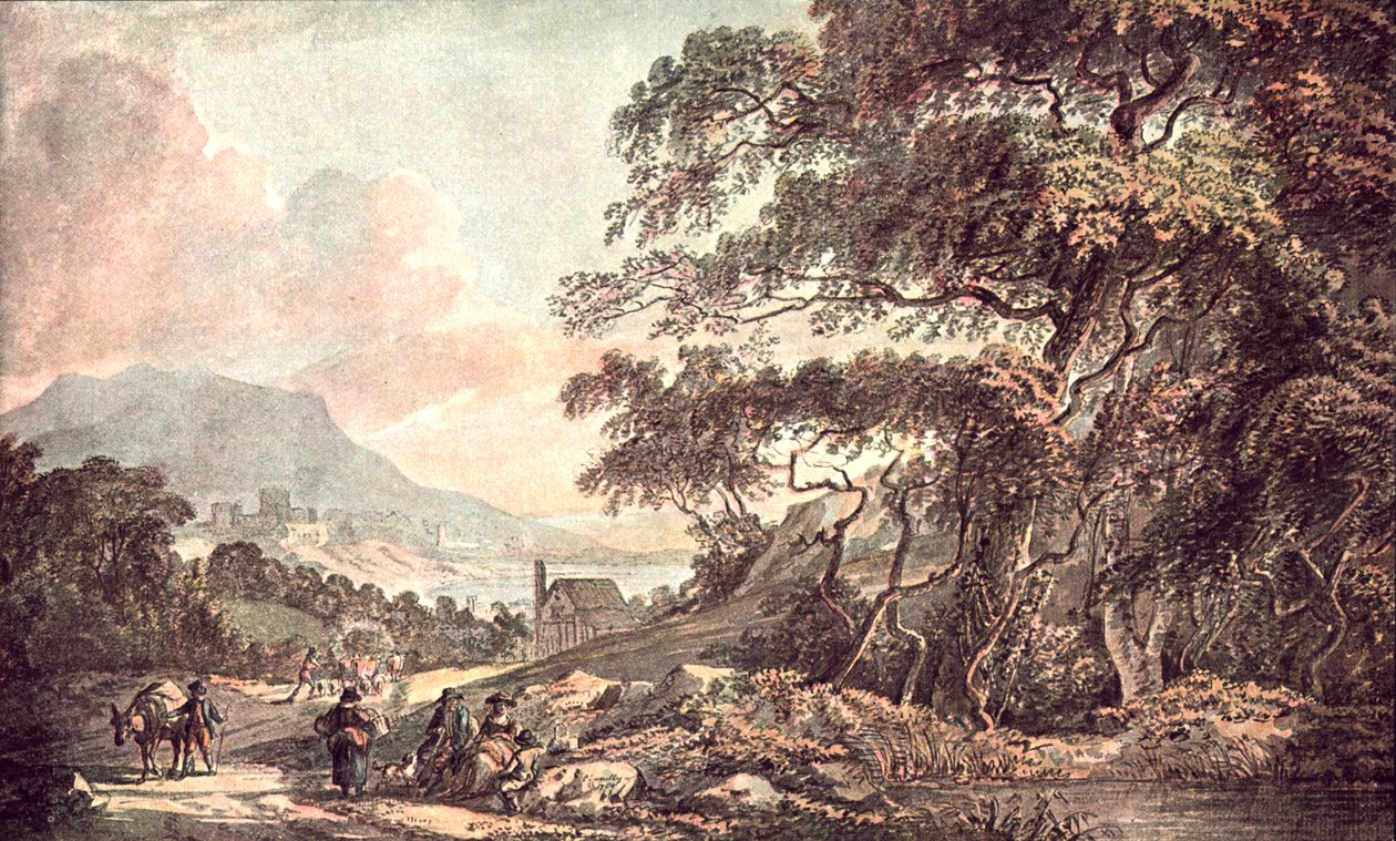 Landskap nær en innsjø, 1785, c1900. av Unbekannt