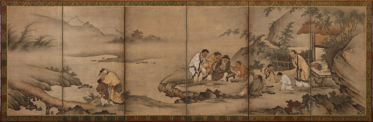 Landskap: The Seven Sages of the Bamboo Grove, Momoyama-perioden, 1568-1615. av Unbekannt