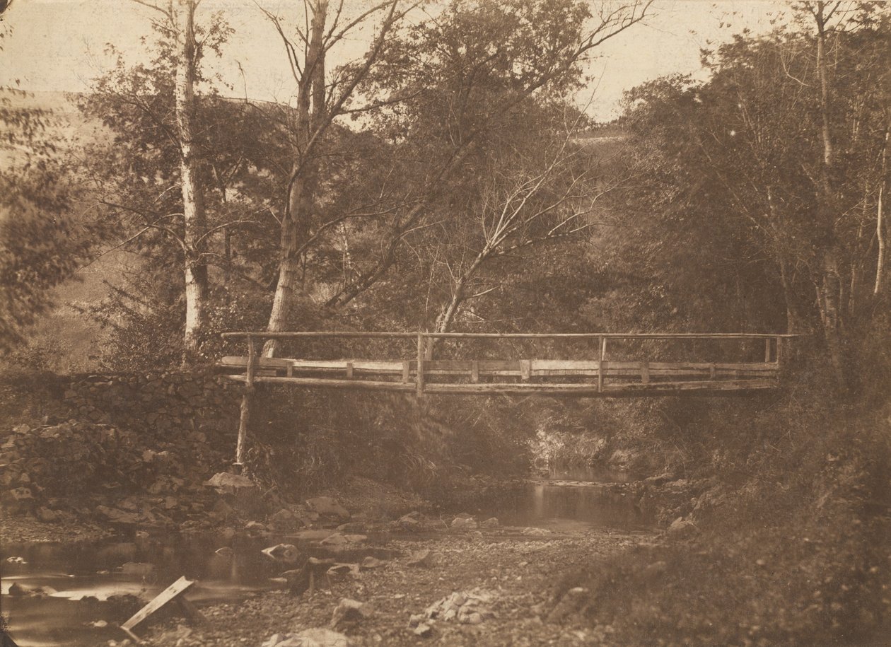 Landskap med trær og bro, ca. 1850. av Unbekannt