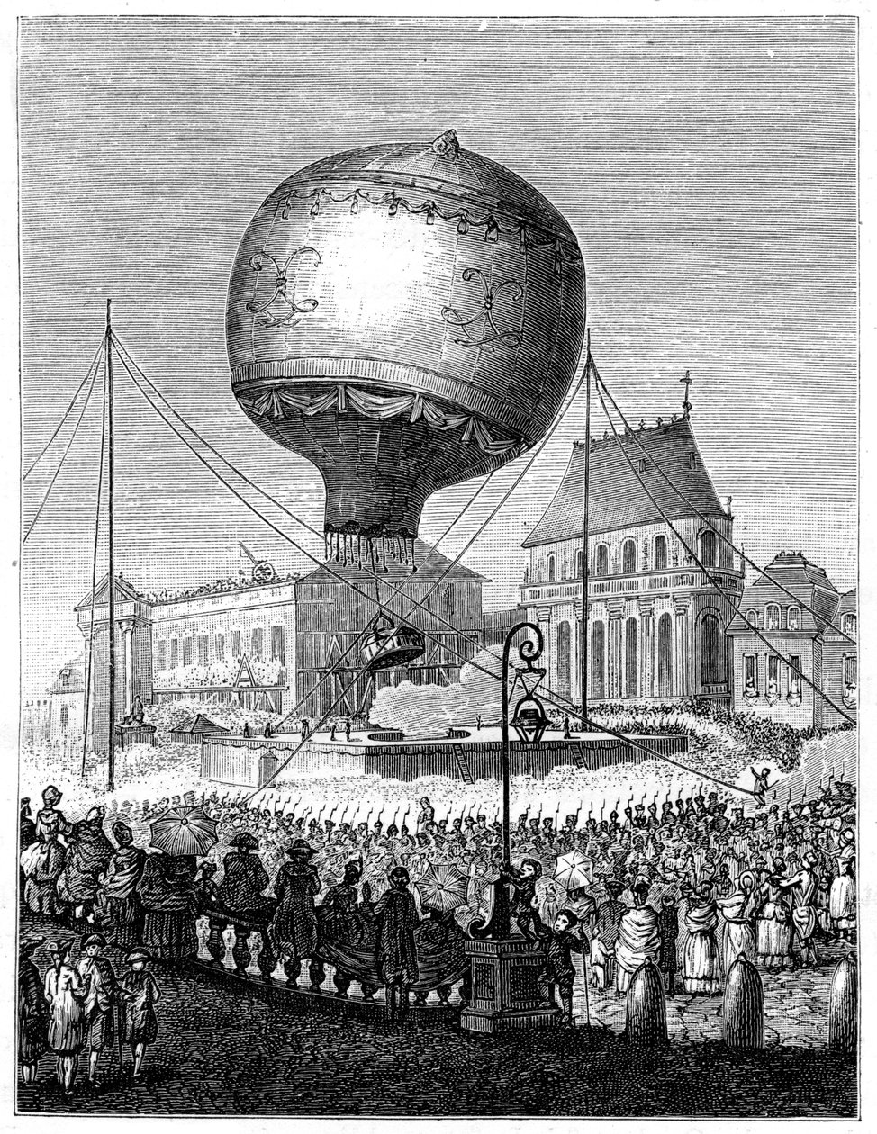 Lansering av en varmluftsballong, sent på 1700-tallet, 1885 av Unbekannt