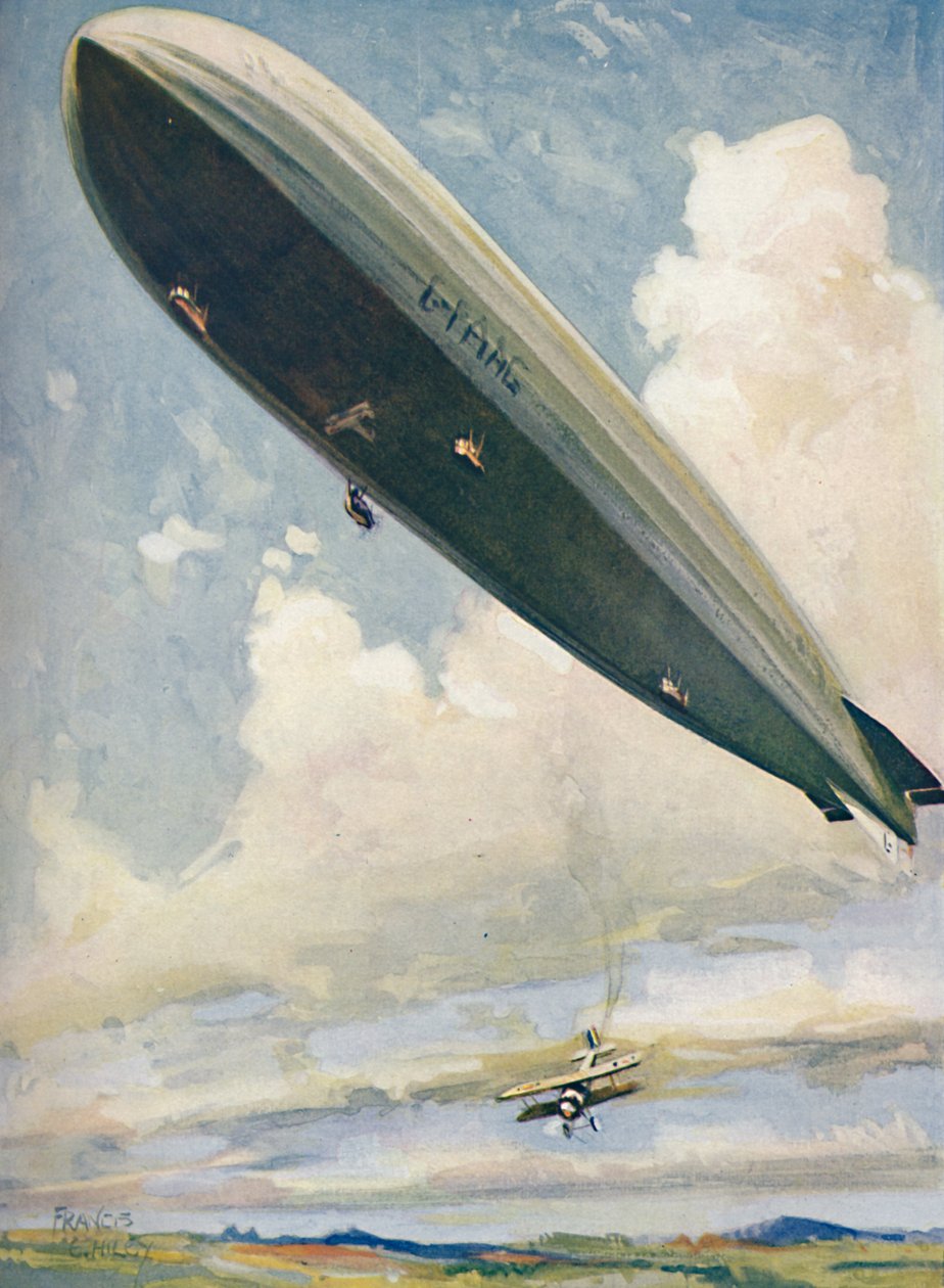 Lansering av et fly fra et luftskip i luften, 1927 av Unbekannt