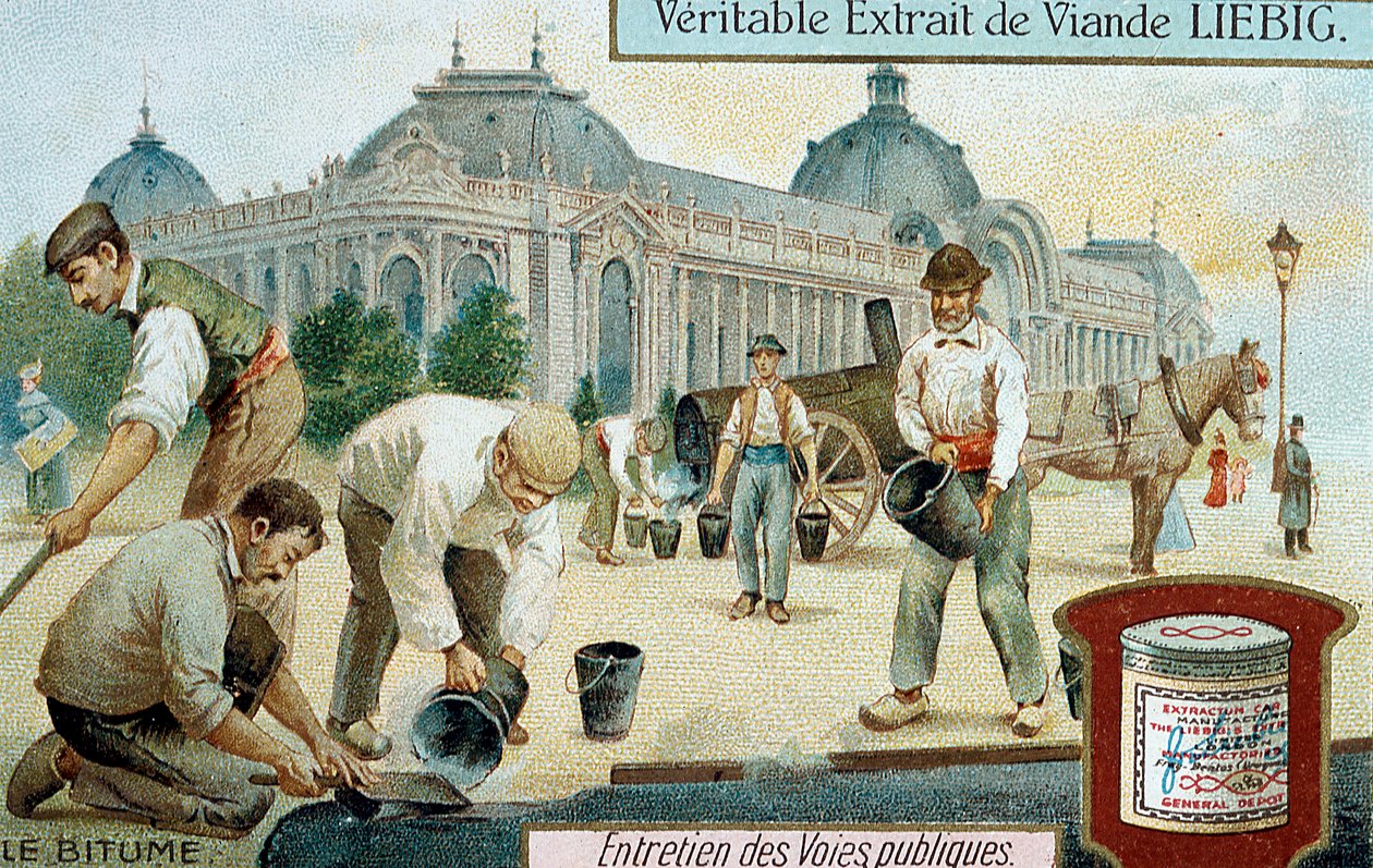 Legging av bitumen veiflate i en gate i Paris, c1900 av Unbekannt