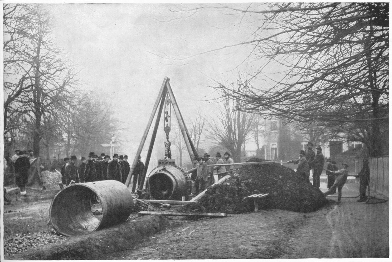Legging av en stor vannledning av Southwark og Vauxhall Water Company, London, c1902 1903 av Unbekannt