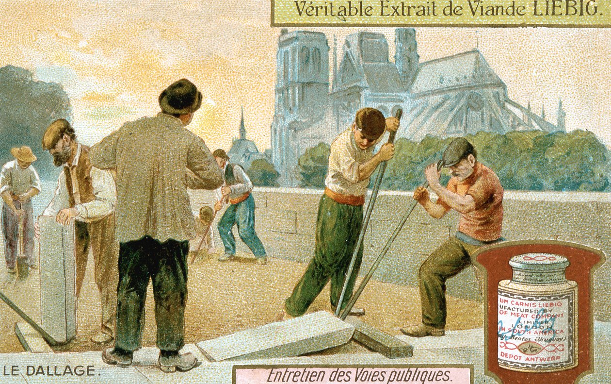 Legging av belegningsplater i en gate i Paris, ca 1900 av Unbekannt