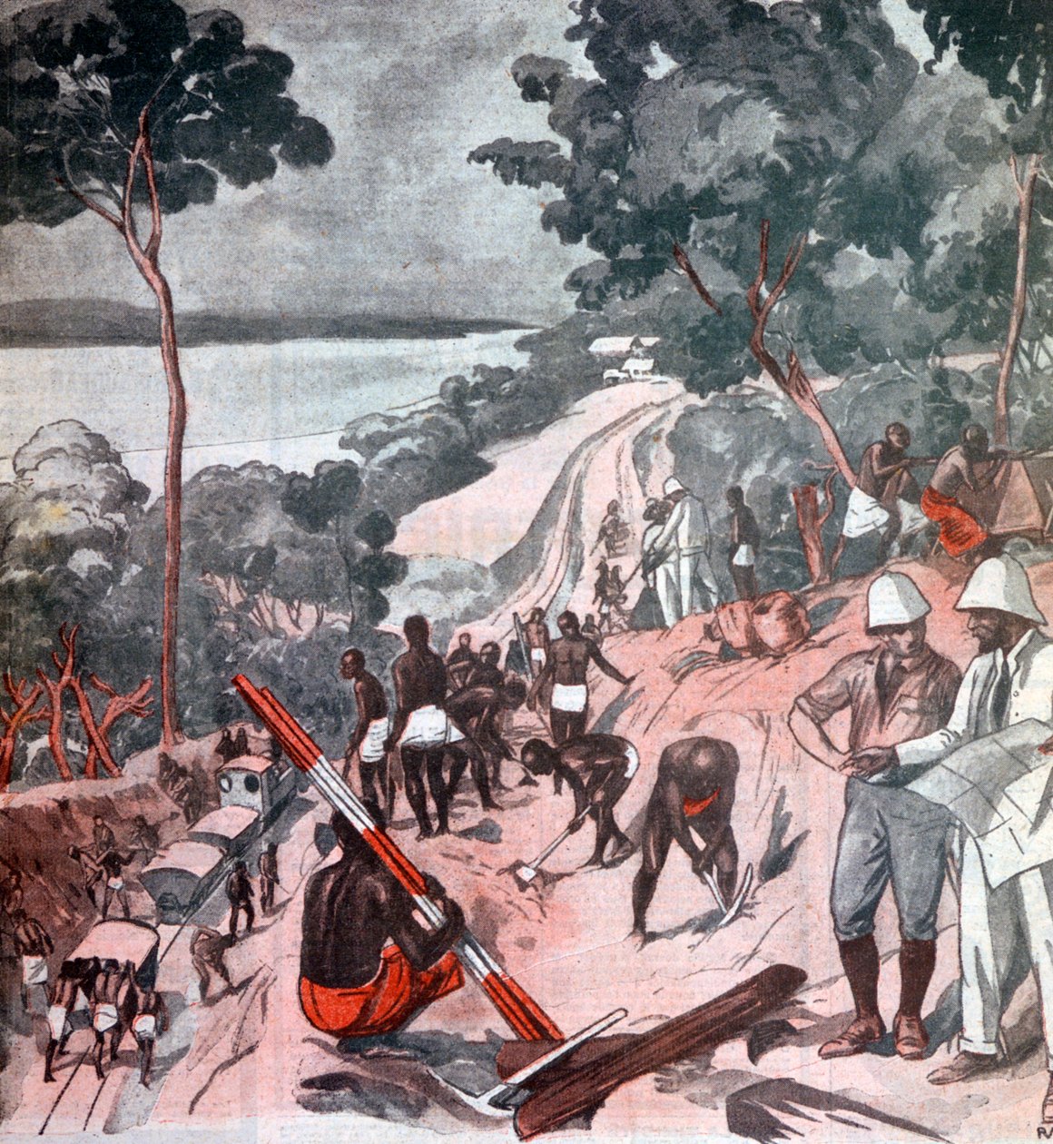 Legge jernbanespor under ekvatorialsolen, Brazzaville, Kongo, 1924 av Unbekannt