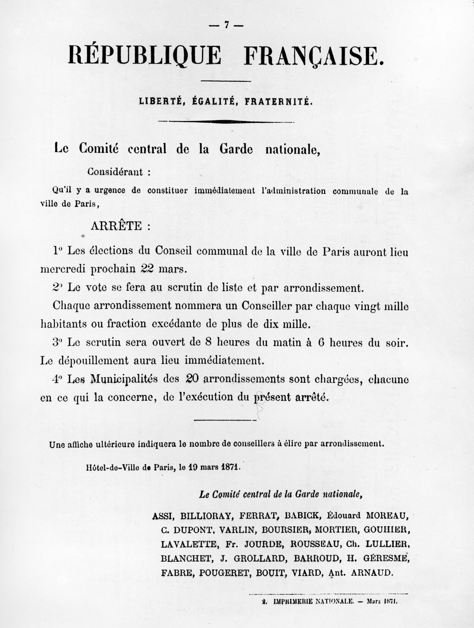 Le Comite Central de la Garde Nationale, fra franske politiske plakater fra Paris-kommunen av Unbekannt