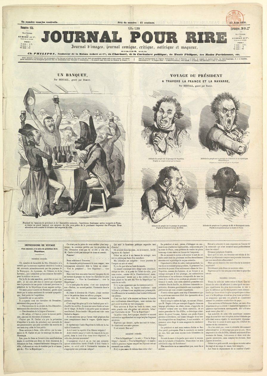 Le Journal Pour Rire, Journal dIimages, Journal Comique, Critique, Satirique et..., 23. august 1850. av Unbekannt