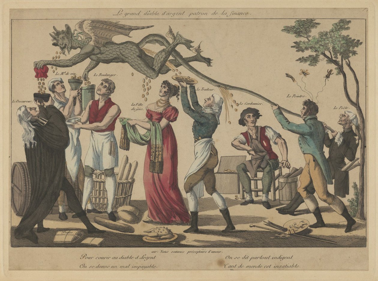 The Great Devil of Money, beskytter av finans, tidlig på 1800-tallet. av Unbekannt