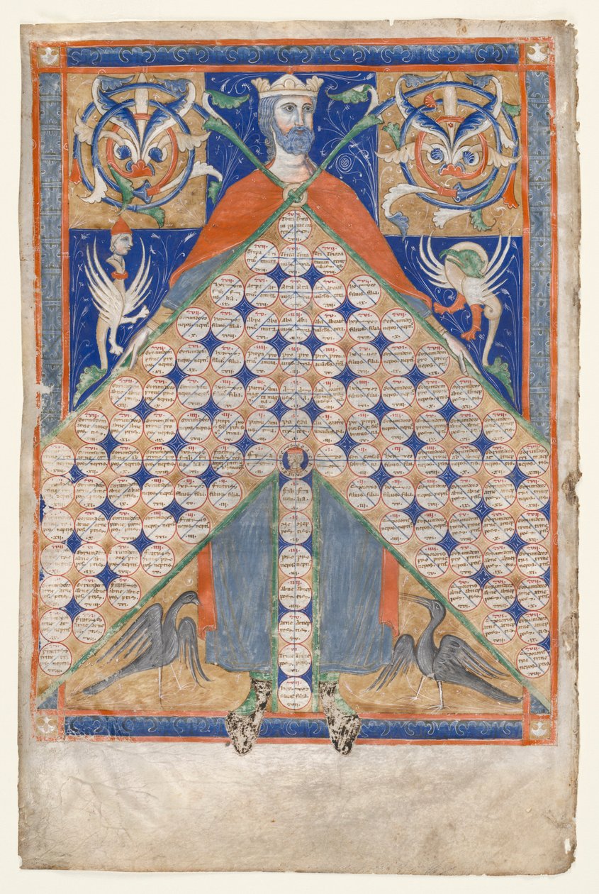Leaf from Gratians Decretum: Table of Consanguinity, ca. 1270-1300. av Unbekannt