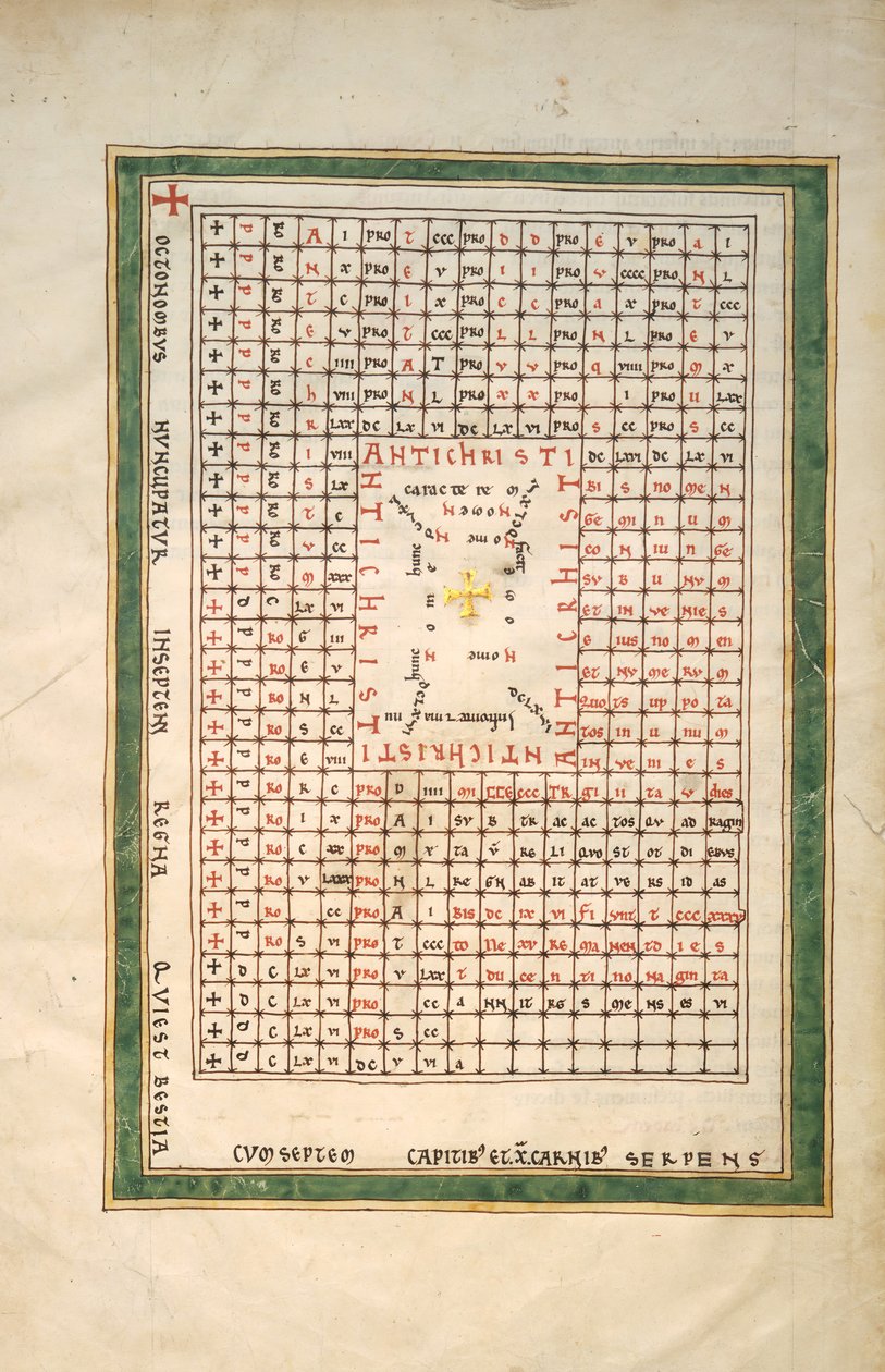 Blad fra et Beatus-manuskript: Antikrists tabell, ca. 1180. av Unbekannt