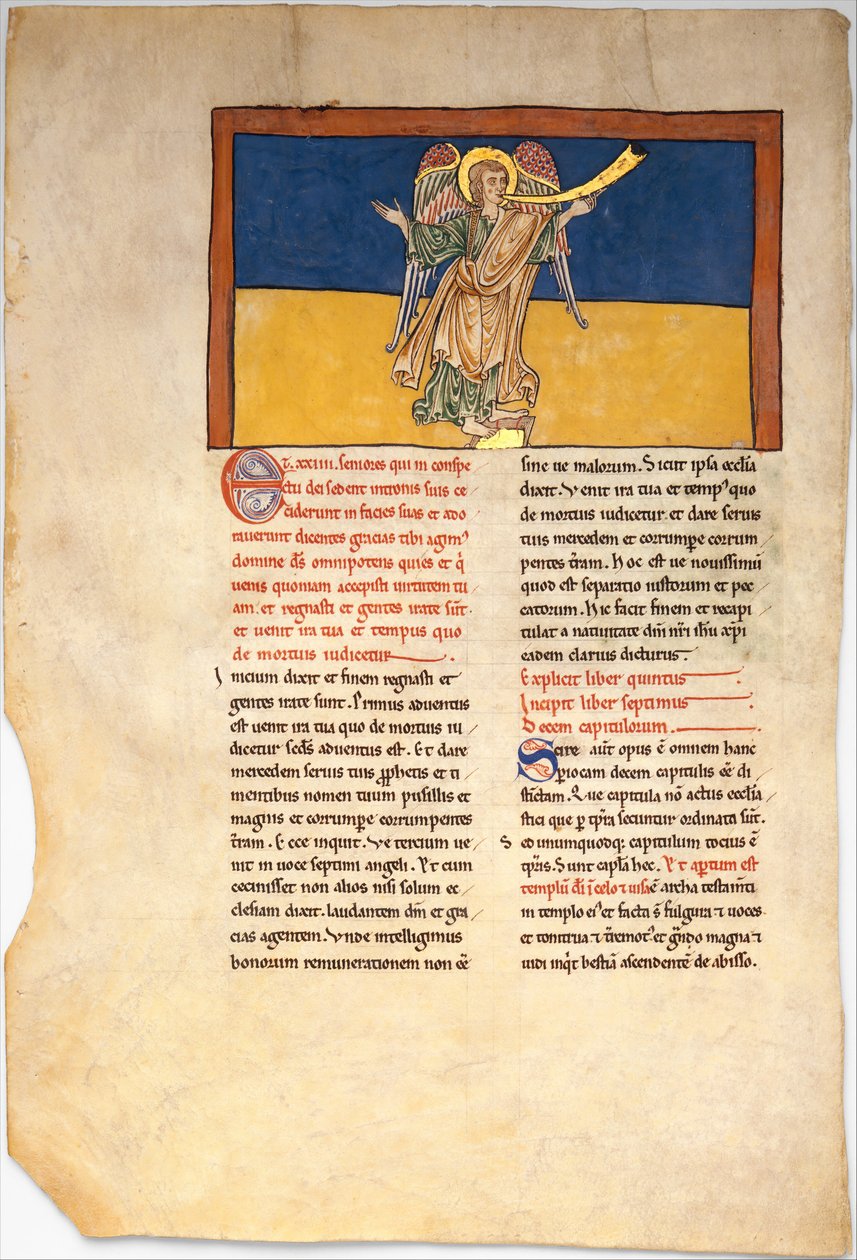 Blad fra et Beatus-manuskript: den syvende engelen forkynner Herrens rike, ca. 1180. av Unbekannt