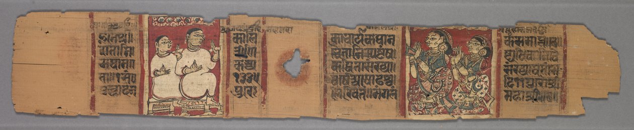 Blad fra et Jain-manuskript, historien om Kalakacharya, tekst (recto) av Unbekannt Unbekannt