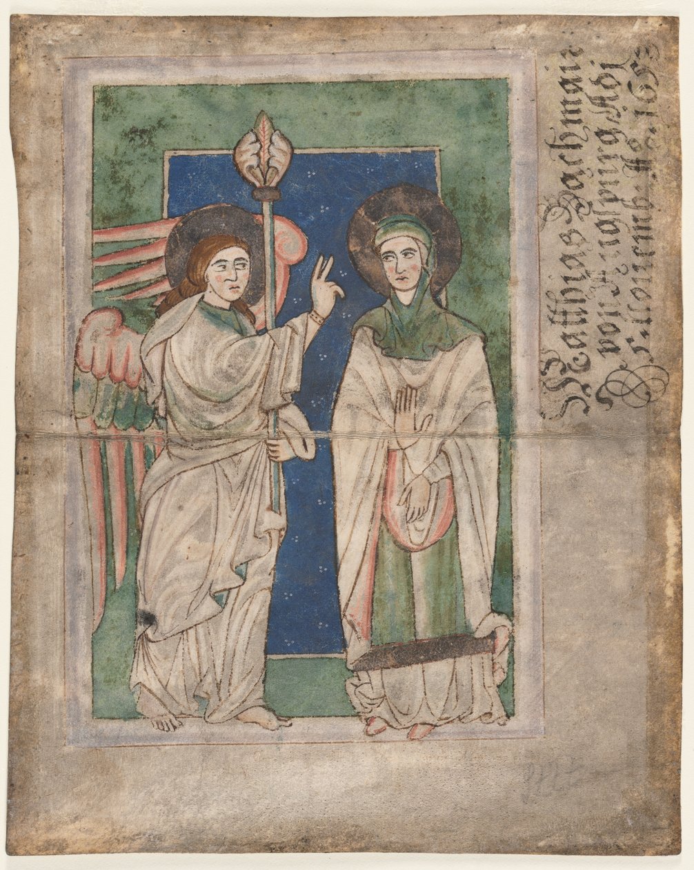 Leaf from a Psalter: Annunciation recto, Leaf from a Psalter: Nativity verso, tidlig på 1200-tallet. av Unbekannt