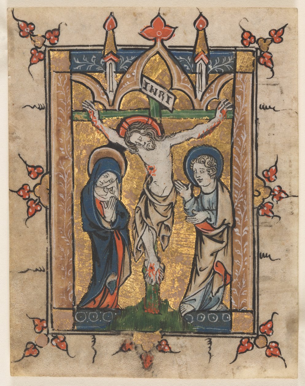 Blad fra en Psalter: Korsfestelsen, ca. 1300-1330. av Unbekannt