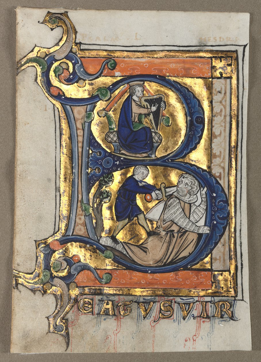 Blader skåret ut fra en Psalter syv, ca. 1260. av Unbekannt