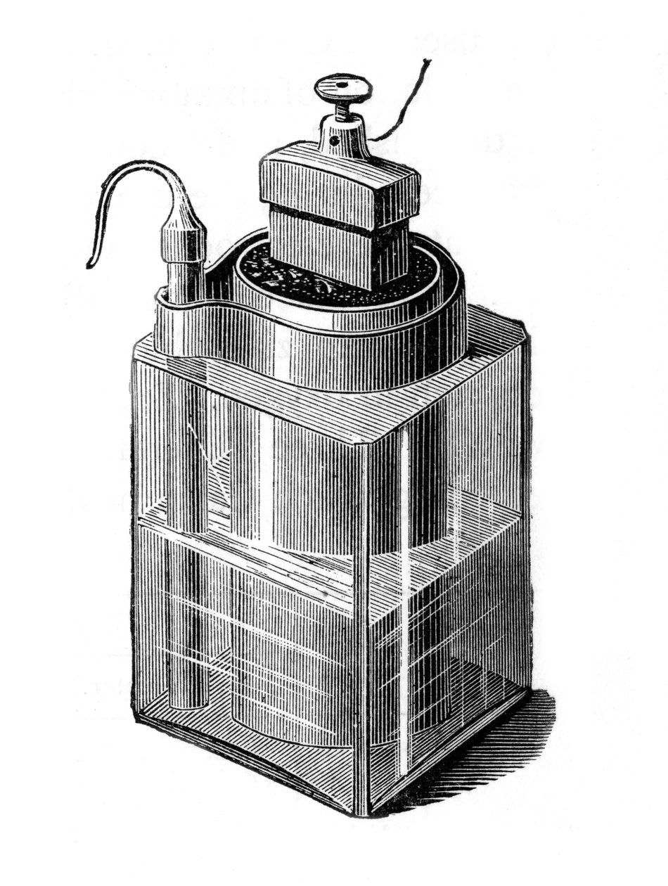 Leclanche våtcelle, et tidlig lagringsbatteri, 1896 av Unbekannt