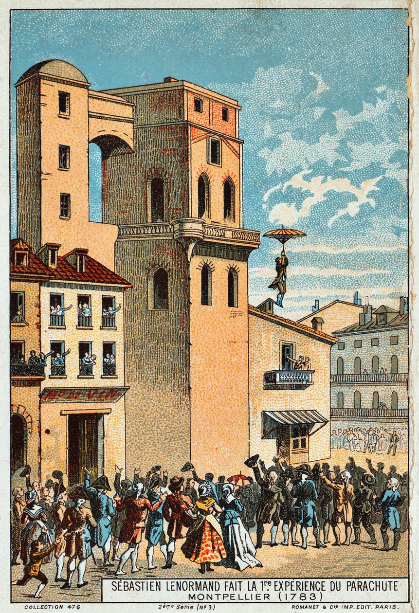 Lenormand hopper fra tårnet til Montpellier-observatoriet, 1783, 1800-tallet av Unbekannt