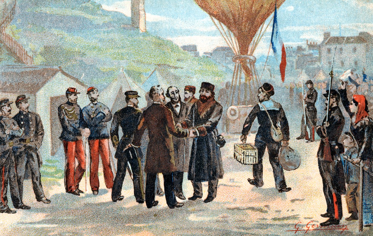 Leon Gambetta , fransk politiker i ferd med å rømme beleiret Paris, fransk-prøyssisk krig, 1870 av Unbekannt