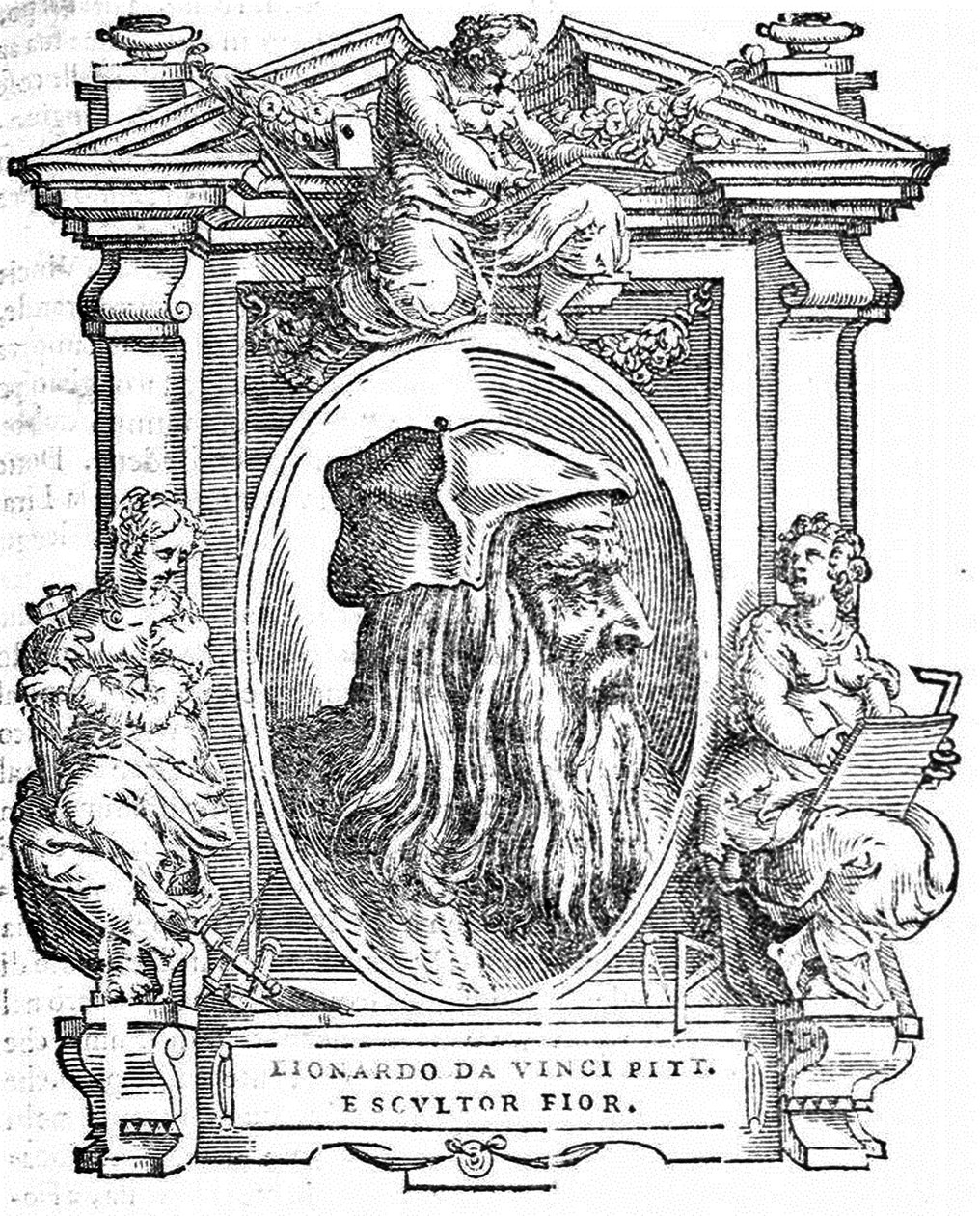 Leonardo da Vinci. Fra: Giorgio Vasari, Livet til de mest utmerkede italienske malere, skulptører og arkitekter, 1568 av Unbekannt