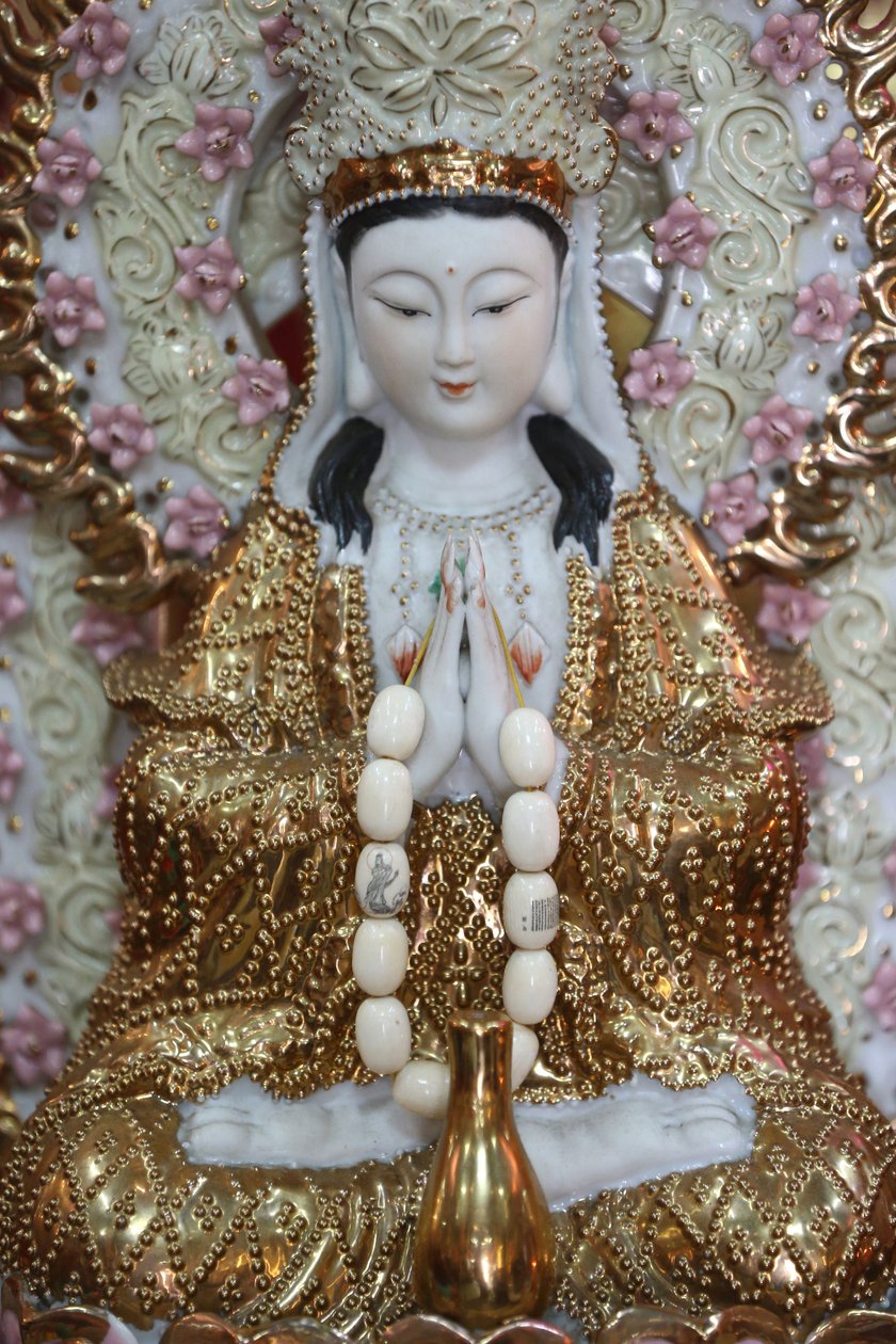 Leong San buddhisttempel. Guan Yin Bodhisattva-statue. Singapore av Unbekannt