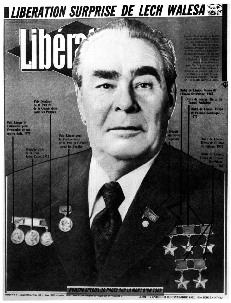 Leonid Brezhnev, sovjetisk leder, forside av Liberation, 1982 av Unbekannt