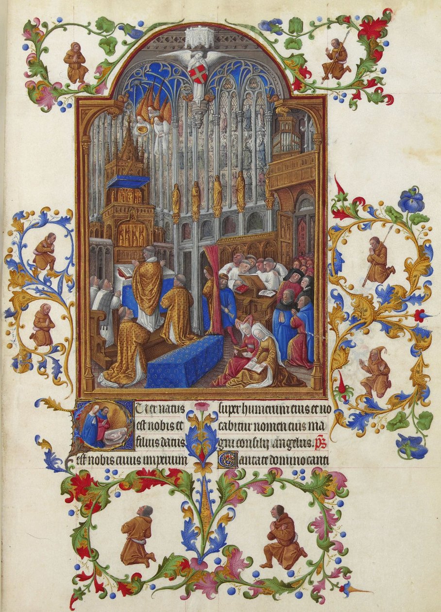 Les Très Riches Heures du Duc de Berry, Folio 158r - Julemessen av Unbekannt