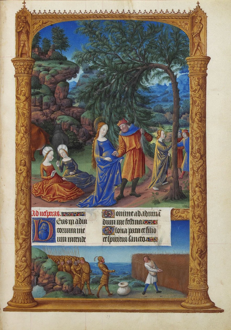 Les Très Riches Heures du Duc de Berry, Folio 57r - The Flight into Egypt av Unbekannt